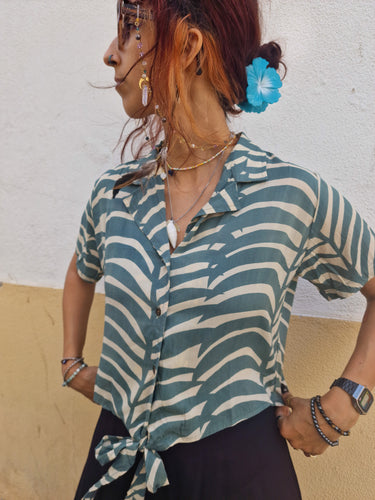 Camisa Kashi terracota étnica algodão tingida mão Raja Pura