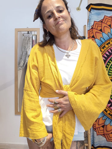 Quimono Maia Amarelo - Raja Pura - Loja online de vestuário étnico