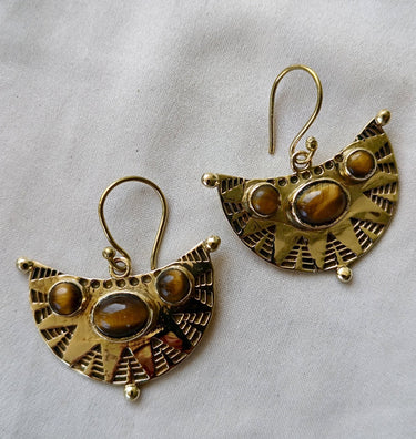 Brincos Étnicos olho triplo - Raja Pura - Loja online de vestuário étnico