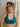 Top Ziva yoga pilates halter viscose algodão turquesa franzido central Raja Pura - vista frente