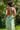 Vestido Agni maxi étnico menta algodão natural contas douradas Raja Pura - vista retrato costas