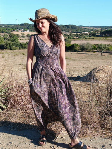 Vestido Anatólia 02 maxi étnico seda sari reciclado ombros ajustáveis vista frente Raja Pura