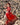 Vestido Gulabi maxi seda sari reciclado vermelho paisley gola franzida babados volume dramático Raja Pura - vista corpo inteiro frente