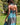 Vestido Kali maxi étnico seda padrão tribal mandala tons de azuis decote halter Raja Pura - vista retrato costas