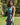 Vestido Kali maxi étnico seda padrão tribal mandala tons de azuis decote halter Raja Pura - vista retrato 3/4