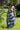 Vestido Kali maxi étnico seda padrão tribal mandala azul decote halter Raja Pura - vista corpo inteiro frente