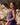 Vestido Sona maxi seda sari reciclado azul escuro e roxo gola enrolada Raja Pura - vista retrato lado