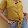 Camisa Kashi azul étnica algodão tingida mão Raja Pura