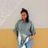 Camisa Rudra étnica unisex algodão leve menta oversized nó frontal tingida mão Raja Pura