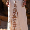Saia Inca maxi étnica algodão branca block print tribal wrap Raja Pura vista pormenor frente