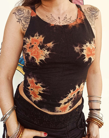 Top Sita turquesa tie dye étnico algodão viscose Raja Pura