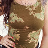 Top Sita castanho tie dye étnico algodão viscose Raja Pura