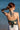 Top Vega crop halter seda sari reciclado turquesa padrão geométrico tribal reflexos metálicos azul roxo Raja Pura - vista retrato costas