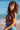 Top Vega crop halter seda sari reciclado bordô, preto e branco padrão geométrico tribal reflexos metálicos prata Raja Pura - vista retrato frente
