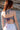 Top Vega crop halter seda sari reciclado roxo e menta padrão geométrico tribal reflexos metálicos prata Raja Pura - vista retrato costas