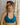 Top Ziva yoga pilates halter viscose algodão turquesa franzido central Raja Pura - vista frente