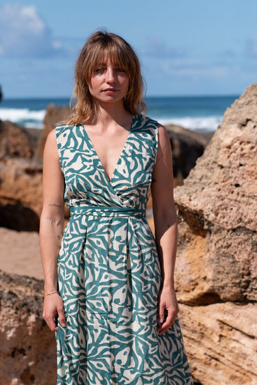 Vestido Jasmin 02 detalhe tecido seda sari reciclado padrão único Raja Pura