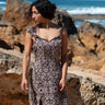 Vestido Ágata 02 étnico fluido rayon padrão exclusivo vista frente Raja Pura