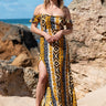 Vestido Ágata 03 étnico fluido rayon padrão exclusivo vista frente Raja Pura