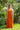 Vestido Agni maxi étnico terracota algodão natural contas douradas Raja Pura - vista corpo inteiro frente