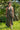 Vestido Agni maxi étnico verde algodão natural contas douradas Raja Pura - vista corpo inteiro frente