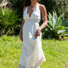 Vestido Ananda maxi étnico algodão musselina branco bordado tribal Raja Pura - vista corpo inteiro frente