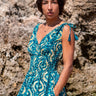 Vestido Anatólia 011 maxi étnico seda sari reciclado ombros ajustáveis vista frente Raja Pura