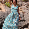 Vestido Anatólia 012 maxi étnico seda sari reciclado ombros ajustáveis vista frente Raja Pura