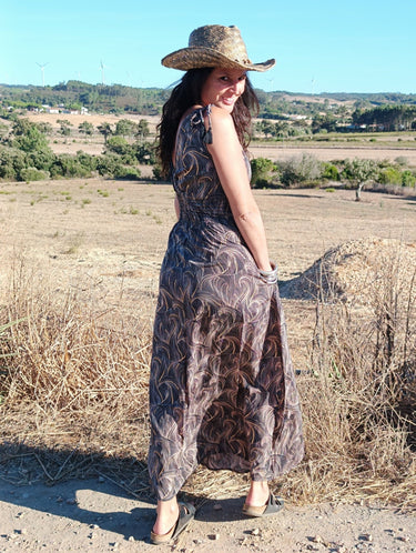 Vestido Anatólia 02 vista completa maxi vestido seda sari reciclado Raja Pura