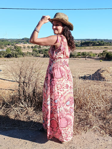 Vestido Anatólia 03 vista completa maxi vestido seda sari reciclado Raja Pura