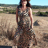 Vestido Anatólia 05 maxi étnico seda sari reciclado ombros ajustáveis vista frente Raja Pura