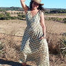 Vestido Anatólia 06 maxi étnico seda sari reciclado ombros ajustáveis vista frente Raja Pura