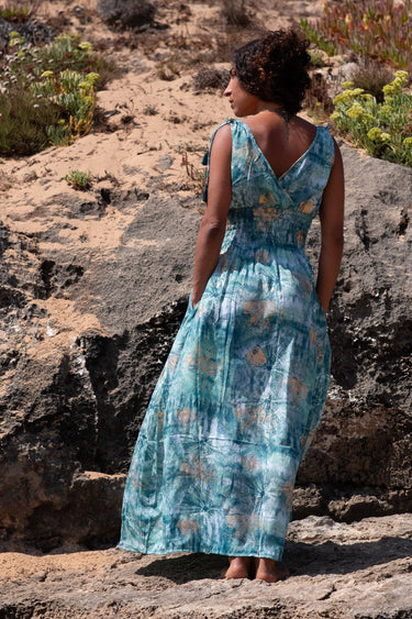 Vestido Anatólia 09 vista completa maxi vestido seda sari reciclado Raja Pura