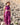 Vestido Gulabi maxi seda sari reciclado magenta fúcsia paisley gola franzida babados volume dramático Raja Pura - vista corpo inteiro frente