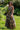 Vestido Kali maxi étnico seda padrão tribal mandala tons de castanho decote halter Raja Pura - vista corpo inteiro 3/4