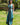 Vestido Kali maxi étnico seda padrão tribal mandala tons de azuis decote halter Raja Pura - vista corpo inteiro frente