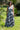 Vestido Kali maxi étnico seda padrão tribal mandala azul decote halter Raja Pura - vista corpo inteiro frente