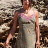 Vestido Olibano 01 maxi étnico seda sari reciclado padrão único vista frente Raja Pura