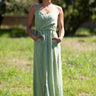 Vestido Pradera maxi étnico algodão crepe cor menta alças finas Raja Pura - vista corpo inteiro frente