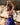 Vestido Sona maxi seda sari reciclado azul escuro e roxo gola enrolada Raja Pura - vista retrato costas