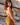 Vestido Sona maxi seda sari reciclado amarelo torrado e preto faixas terracota gola enrolada Raja Pura - vista retrato lado