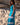 Vestido Sona maxi seda sari reciclado azul gola enrolada Raja Pura - vista corpo inteiro lado