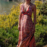 Vestido Vitória 05 maxi seda sari reciclado padrão floral único irrepetível Raja Pura