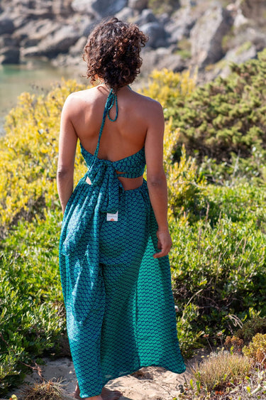 Vestido Vitória 04 detalhe costas ajustável seda sari reciclado Raja Pura